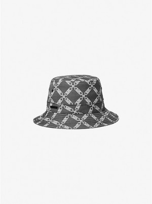 Kapelusz Damskie Michael Kors Empire Logo Jacquard Bucket BLACK/WHITE | PL1004XYB