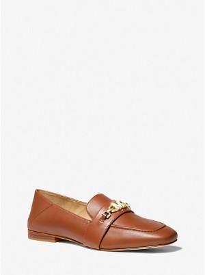 Loafersy Damskie Michael Kors Tiffanie Leather LUGGAGE | PL1716TCU
