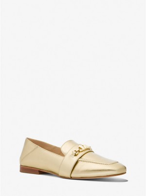 Loafersy Damskie Michael Kors Tiffanie Metallic Leather Złote | PL1717YXI