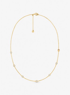 Naszyjnik Damskie Michael Kors Precious Metal-Plated Sterling Silver Cubic Zirconia Złote | PL1567SGZ