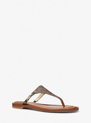 Sandały Damskie Michael Kors Daniella Empire Signature Logo Brązowe | PL1847XYE