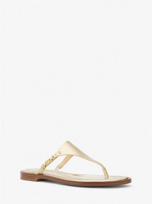 Sandały Damskie Michael Kors Daniella Metallic Leather Złote | PL1849LIT