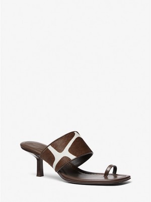 Sandały Damskie Michael Kors Dionne Giraffe Print Calf Hair Białe | PL1851JPU