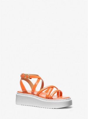 Sandały Damskie Michael Kors Issa Faux Patent Leather Flatform Morelowe | PL1879SGI