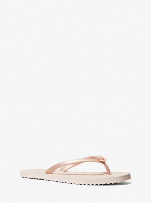 Sandały Damskie Michael Kors Jinx Logo Flip Flop ROSEGLD/BLLT | PL1888XYJ