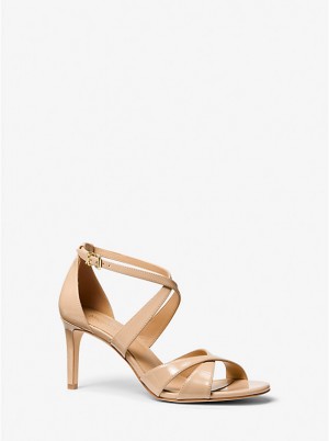 Sandały Damskie Michael Kors Kinsley Faux Patent Leather Głęboka | PL1904HAY