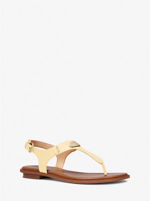 Sandały Damskie Michael Kors Logo Plate Leather BUTTERCUP | PL1913UZG