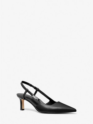 Szpilki Damskie Michael Kors Daniella Leather Slingback Czarne | PL1742CTY