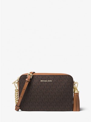 Torba Crossbody Damskie Michael Kors Ginny Medium Logo Brązowe | PL1084RVV