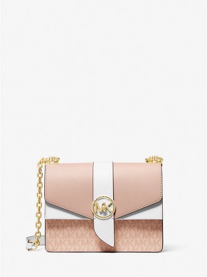 Torba Crossbody Damskie Michael Kors Greenwich Small Color-Block Logo and Saffiano Leather BALLET MULTI | PL1086WNN
