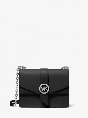 Torba Crossbody Damskie Michael Kors Greenwich Small Saffiano Leather Czarne | PL1088QMM
