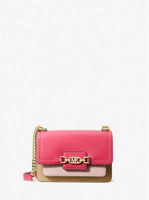 Torba Crossbody Damskie Michael Kors Heather Extra-Small Color-Block Leather Czerwone | PL1089WNQ