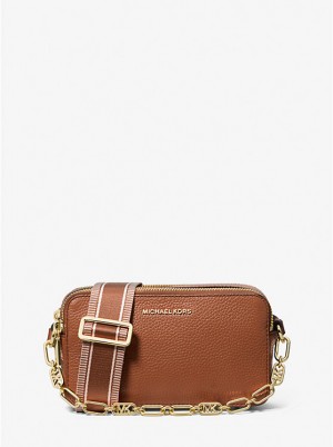 Torba Crossbody Damskie Michael Kors Jet Set Small Pebbled Leather Double Zip Camera LUGGAGE | PL1102GSF