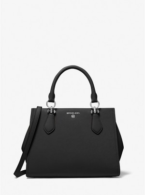 Torba Crossbody Damskie Michael Kors Marilyn Medium Saffiano Leather Satchel Czarne | PL1116BEQ