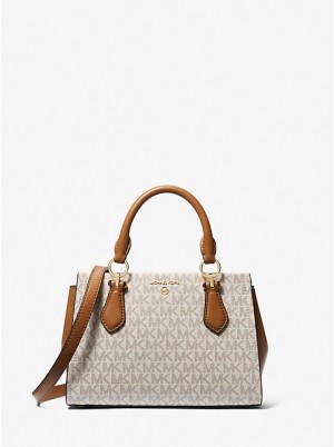 Torba Crossbody Damskie Michael Kors Marilyn Small Logo VANILLA/ACORN | PL1119XYR