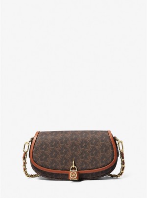 Torba Crossbody Damskie Michael Kors Mila Small Empire Signature Logo BROWN/LUGGAGE | PL1121LIY