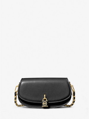 Torba Crossbody Damskie Michael Kors Mila Small Leather Czarne | PL1122KOU