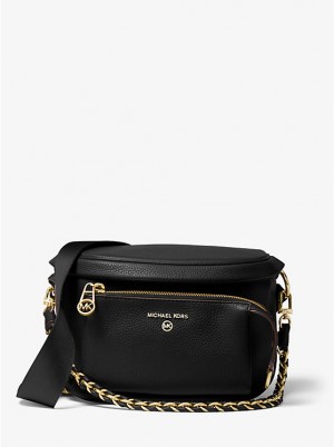 Torba Crossbody Damskie Michael Kors Slater Medium Pebbled Leather Sling Pack Czarne | PL1137EBC