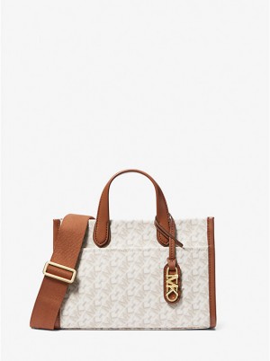 Torebka Listonoszka Damskie Michael Kors Gigi Small Empire Signature Logo VANILLA/LUGGAGE | PL1160XYK