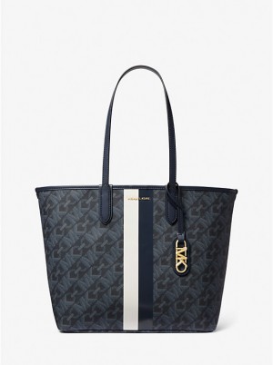 Tote Damskie Michael Kors Eliza Large Empire Signature Logo Stripe ADMRL/PLBLUE | PL1251ILQ