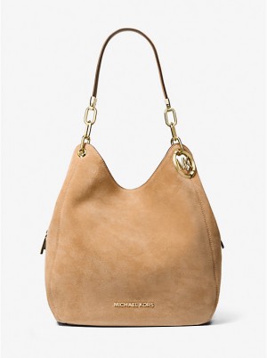 Tote Damskie Michael Kors Lillie Large Suede PALE PEANUT | PL1261KOA