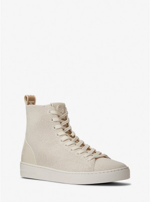 Trampki Damskie Michael Kors Edie Metallic Knit High-Top Kremowe | PL1979ILM