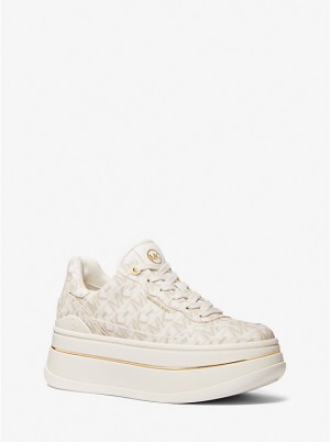 Trampki Damskie Michael Kors Hayes Empire Signature Logo Platform VANILLA | PL1990LIA
