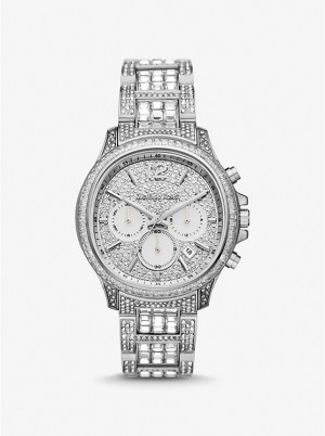 Zegarek Damskie Michael Kors Limited-Edition Oversized Sage Pavé Silver-Tone Srebrne | PL1595DFX