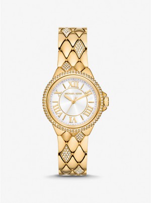 Zegarek Damskie Michael Kors Mini Camille Pavé Gold-Tone Złote | PL1597AHV