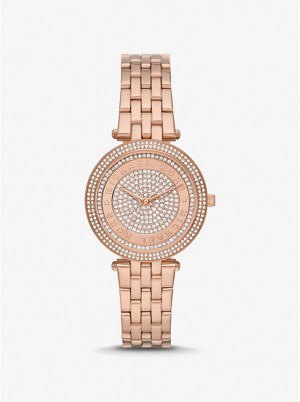 Zegarek Damskie Michael Kors Mini Darci Pavé Rose Gold-Tone Różowe Złote | PL1602YXQ