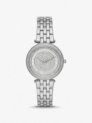Zegarek Damskie Michael Kors Mini Darci Pavé Silver-Tone Srebrne | PL1603TCW