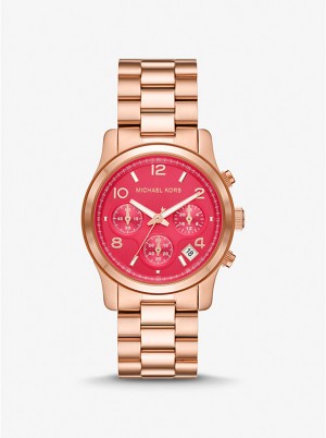 Zegarek Damskie Michael Kors Runway Rose Gold-Tone Różowe Złote | PL1668OKD