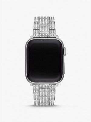 Zegarek Męskie Michael Kors Pavé Silver-Tone Strap For Apple® Srebrne | PL2089FDW